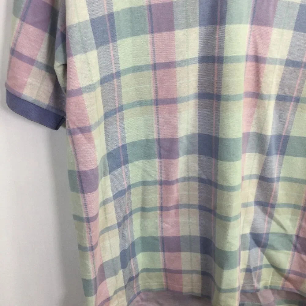 Polo by Ralph Lauren Mens Vintage 90’s Polo Shirt Pastel Pink Blue Plaid Size XL